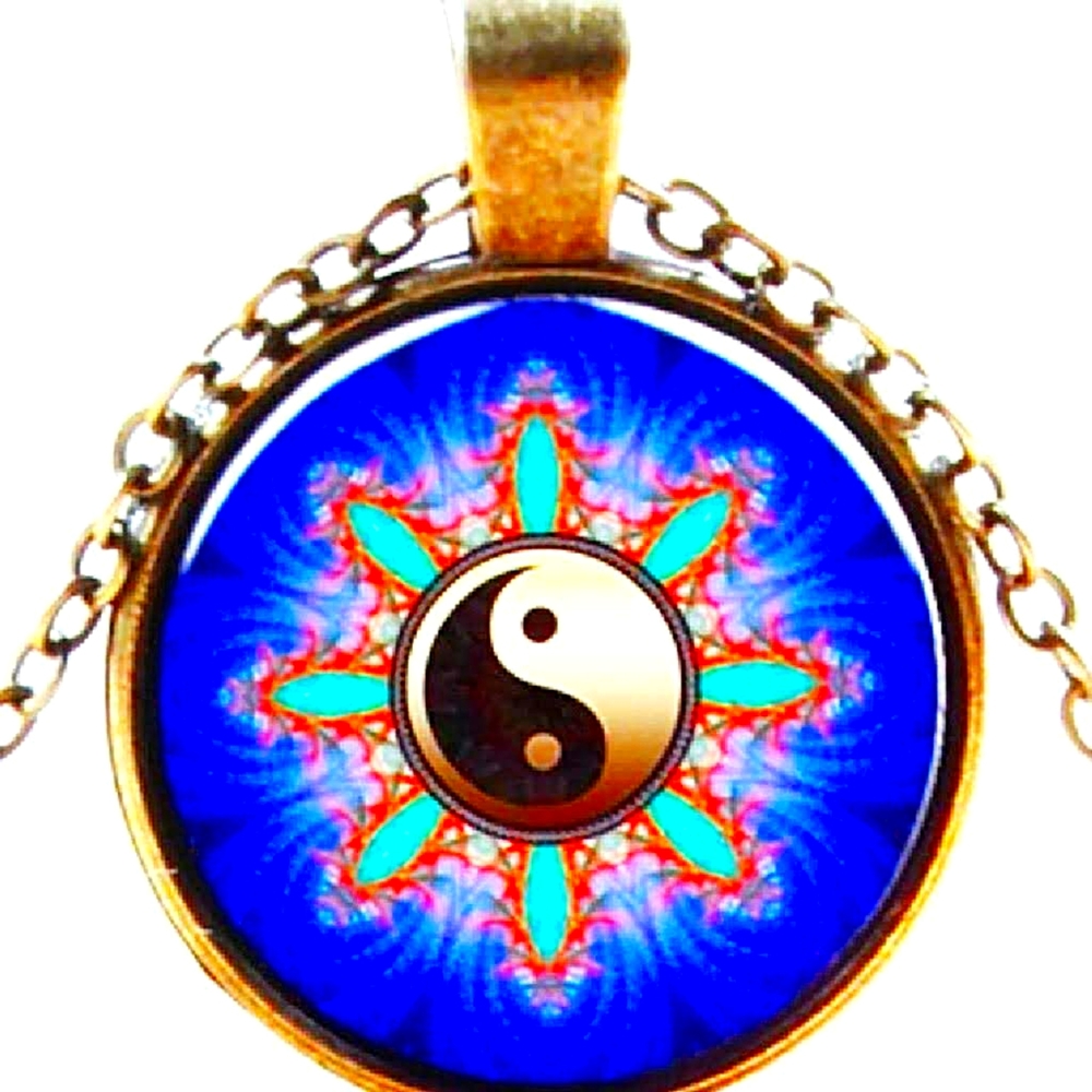 Cabochon Glass Pendant high quality 3D art 925 Silver